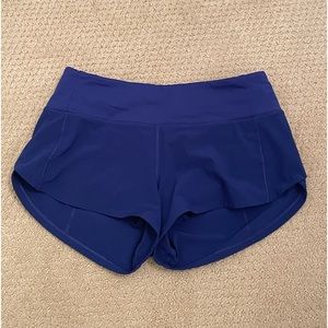 lululemon, psychic blue speed up shorts